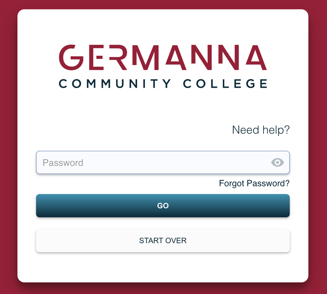 The Enter Password screen of MyGCC